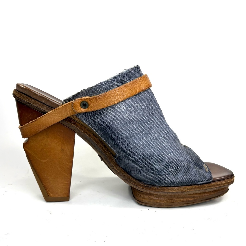 A.S.98 Blue + Tan Leather Heeled Sandals | 40 - Picture 5 of 9